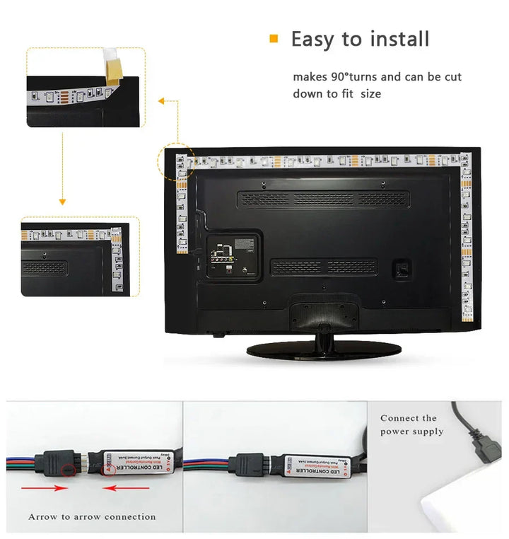 USB LED STRIPE MED FARGEENDRING - RGB LYS FOR ROMDEKORASJON & TV BAKBELYSNING | Skanto