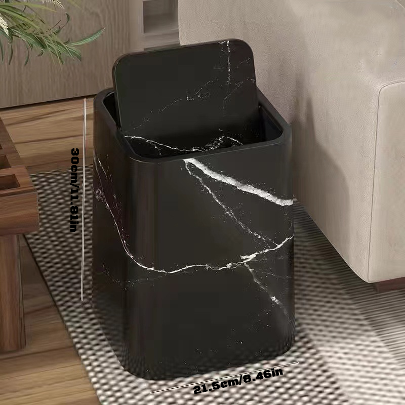 Marmorsøppelbøtte | Elegant svinglokk | Skanto