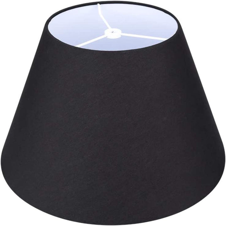 Skanto | Medium lampeskjerm, fat stoff lampeskjerm for bordlampe og gulvlampe, 7x13x7.8 tommer, naturlig ventilert lin, håndlaget, edderkopp (hvit)