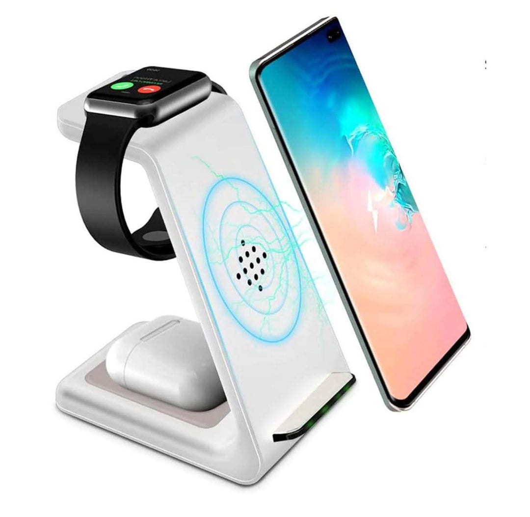 Skanto | 3-i-1 Trådlader for Smarttelefon, Smartklokke og Ørepropper