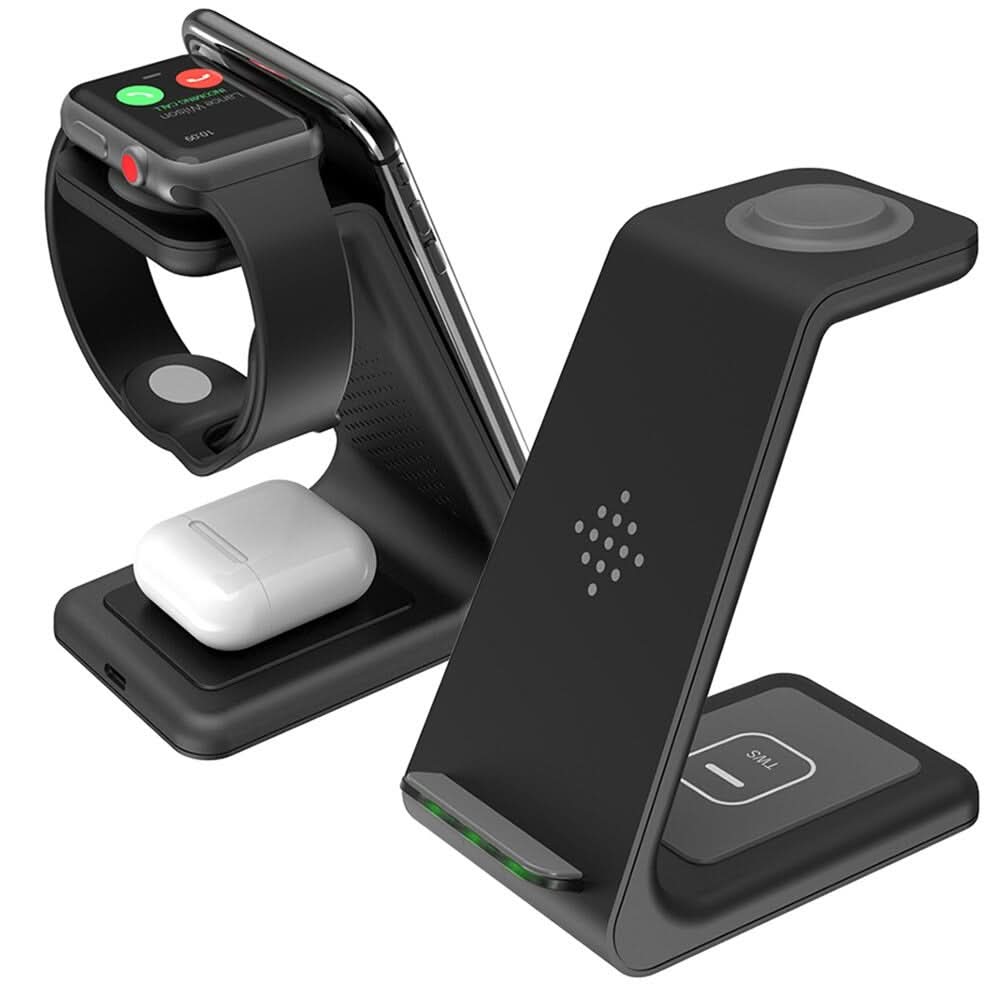 Skanto | 3-i-1 Trådlader for Smarttelefon, Smartklokke og Ørepropper