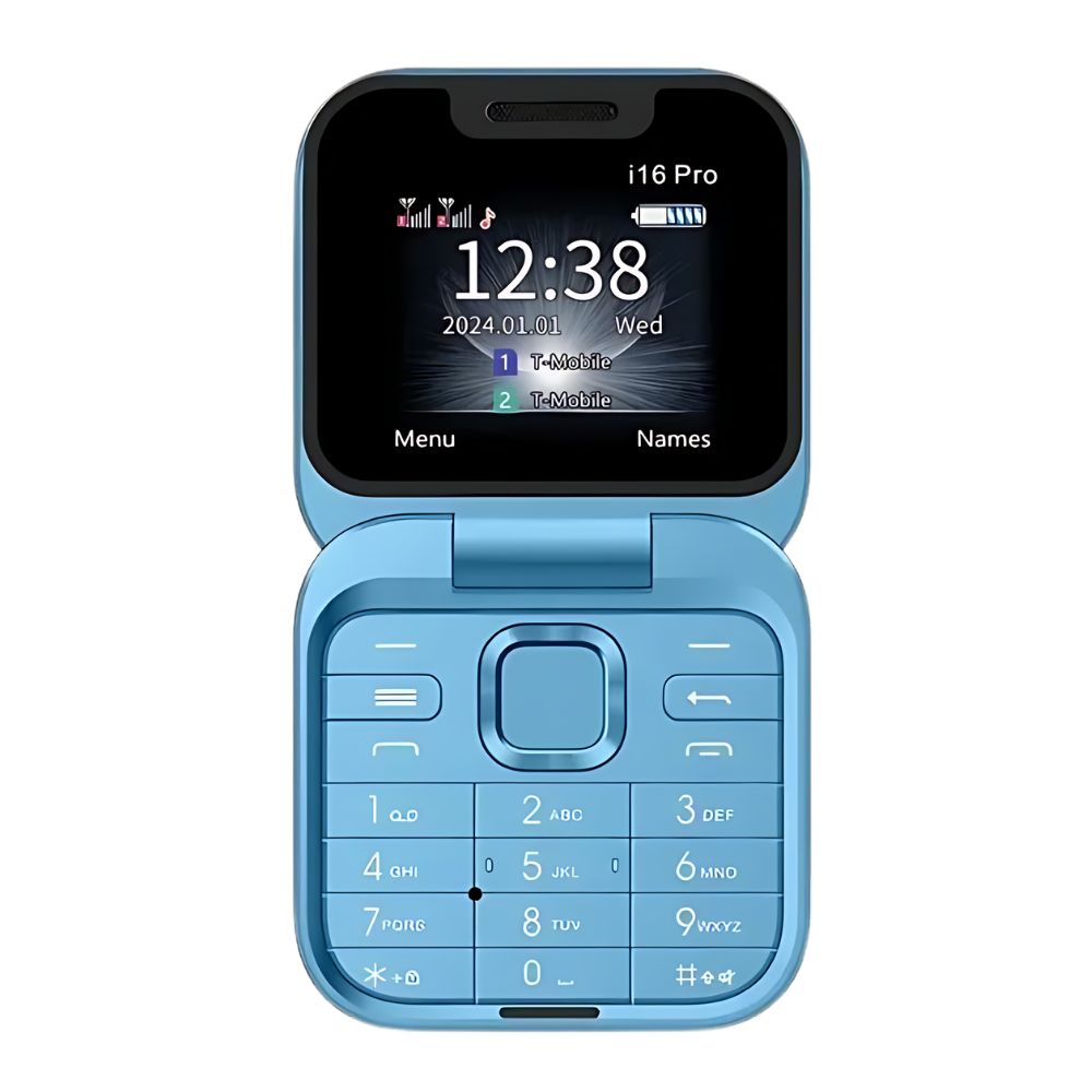 Liten sammenleggbar mobiltelefon med dobbelt sim-kort