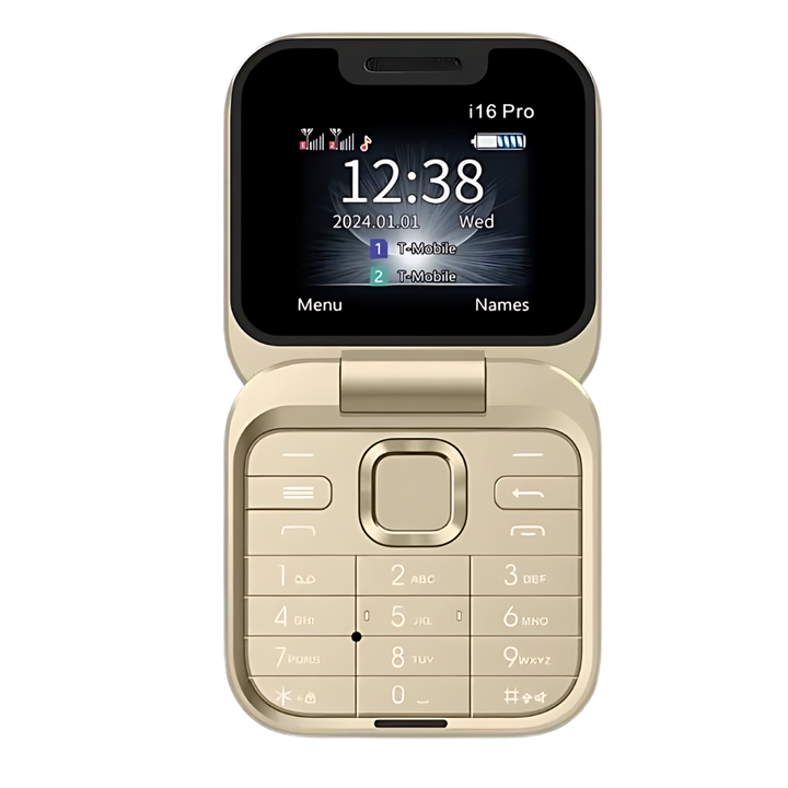 Liten sammenleggbar mobiltelefon med dobbelt sim-kort