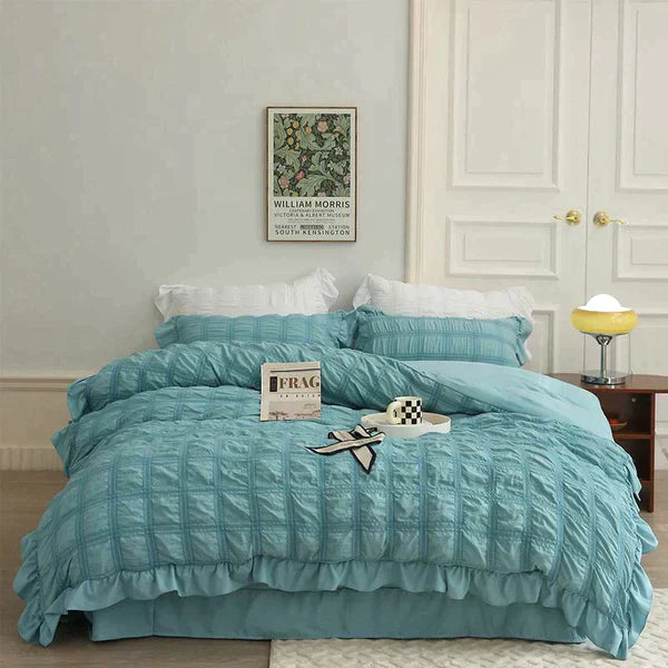Icy Seersucker Sommer Kjøl Quilt Blonde 4-delt Sett | Skanto