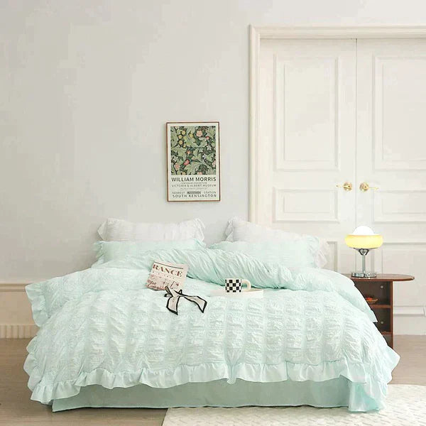 Icy Seersucker Sommer Kjøl Quilt Blonde 4-delt Sett | Skanto