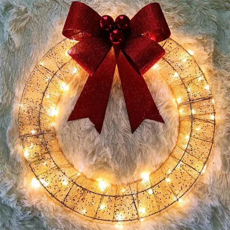Skanto | Front Door Wreath Bowknot Luminescent LED Lys Julegirlander