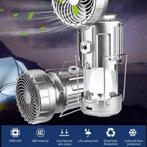 Portable Stretchable Solar Lithium Battery Electric Fan + Emergency Light | Skanto