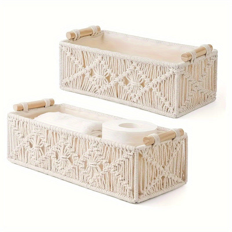 Boho Chic - Naturlig Bomulls Oppbevaringskurv for Elegant Interiør