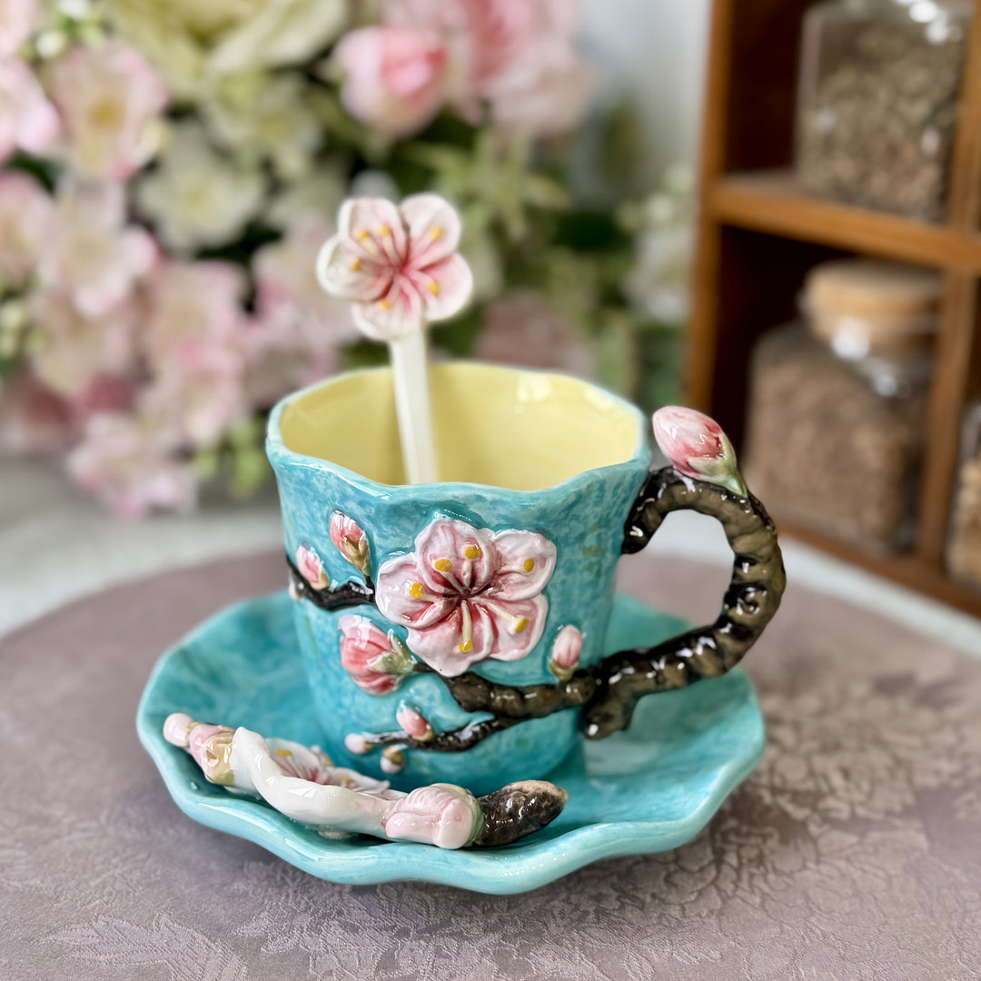ArtSip keramikkopp og underkoppsett – Håndmalt 3D-design inspirert av Van Gogh | Skanto