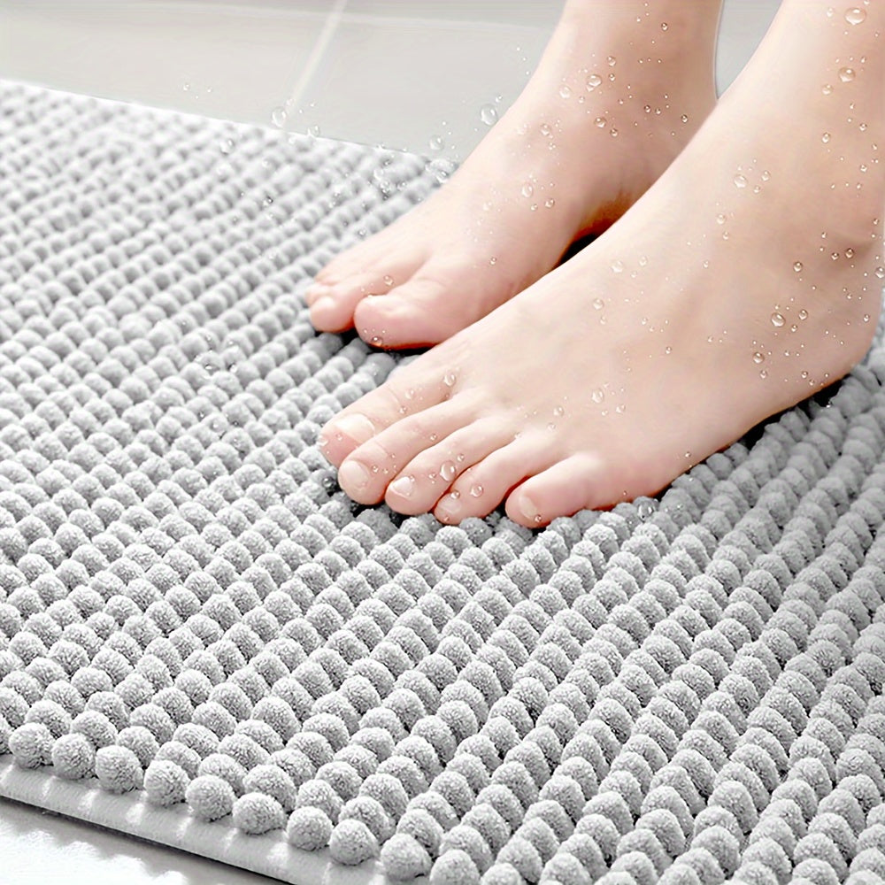 Rund LuxeChen Badmat Ultra-Myk Chenille – Antiskli & Hur tørk | Skanto