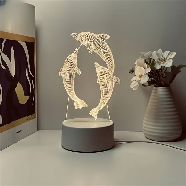 GeoDolphin - Trendy 3D Illusion Bordlampe Skanto