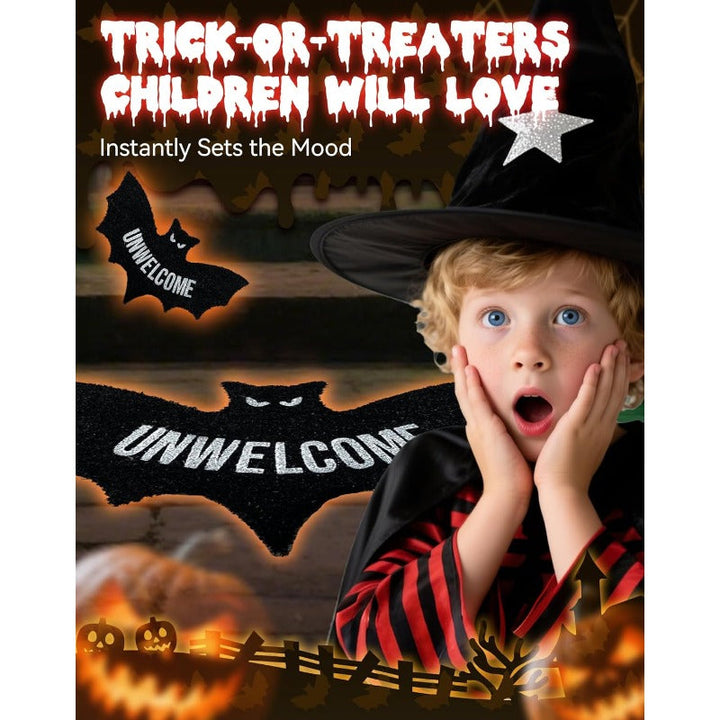 Skanto | UNWELCOME Halloween Flagermus Dørmatte – Skummel Dekorativ Entrématte for Veranda, Patio, eller Innendørs Bruk