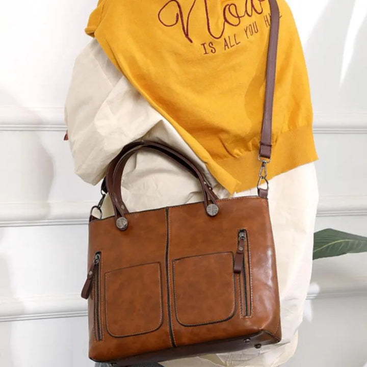 Skanto | Elly – Kvinners vintage lær skulderveske | Håndlaget og elegant design