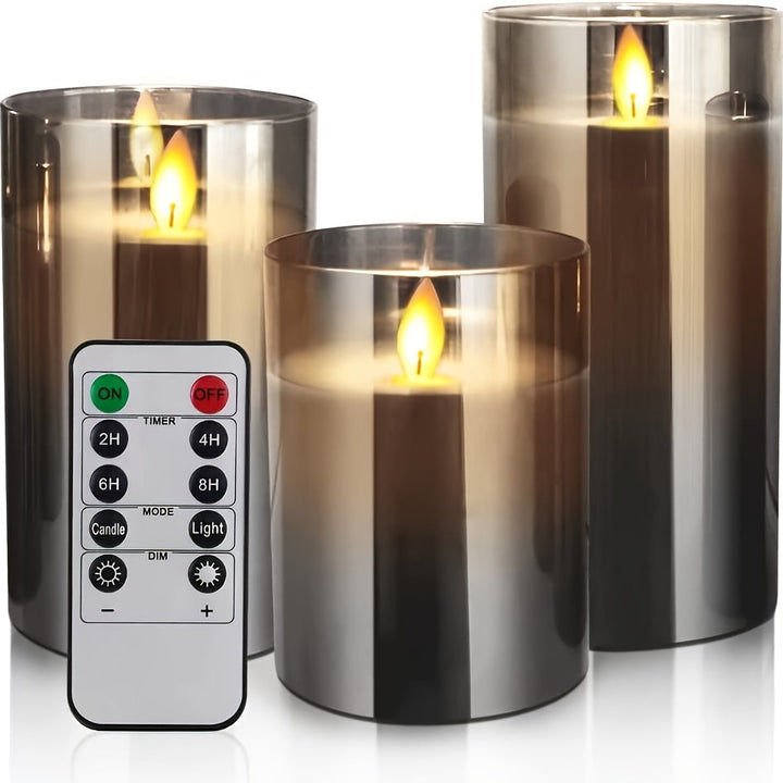 GlowCandle - Elegant LED Lysestake Sett med Fjernkontroll Skanto