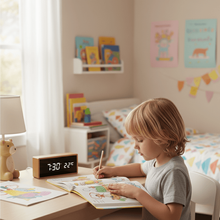 Skanto | ECOCLOCK – Bamboo LED Vekkerklokke med Tid og Temperaturvisning