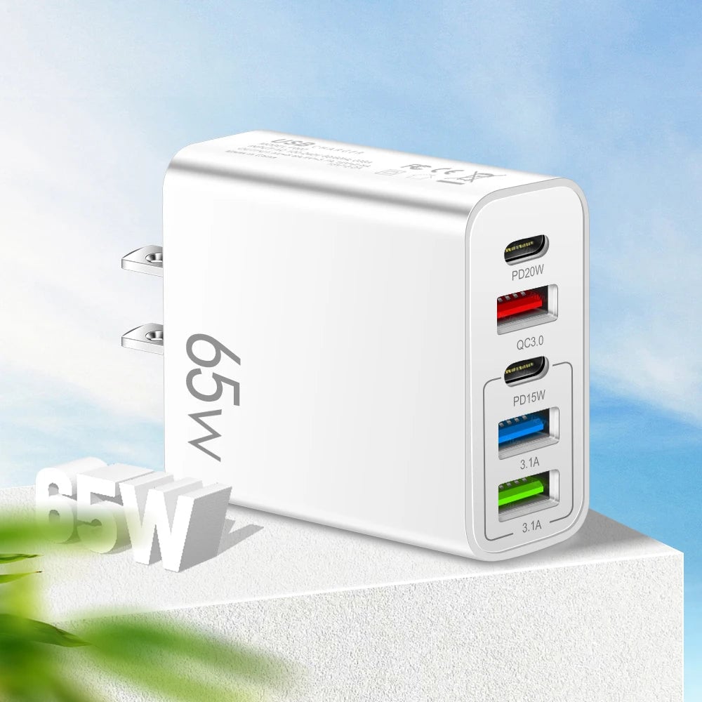 Multi Port Adapter 65W Hurtiglader - US Standard | Skanto