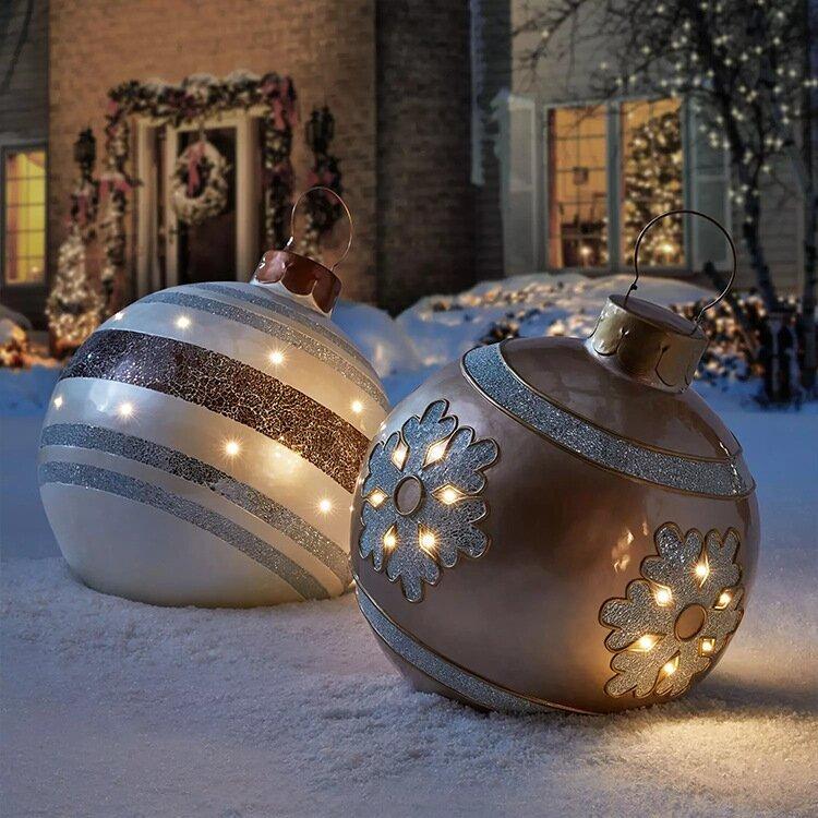 Skanto | Jule Oppblåsbar Dekorasjon Ball | Utendørs Hage Ornament | 60cm PVC