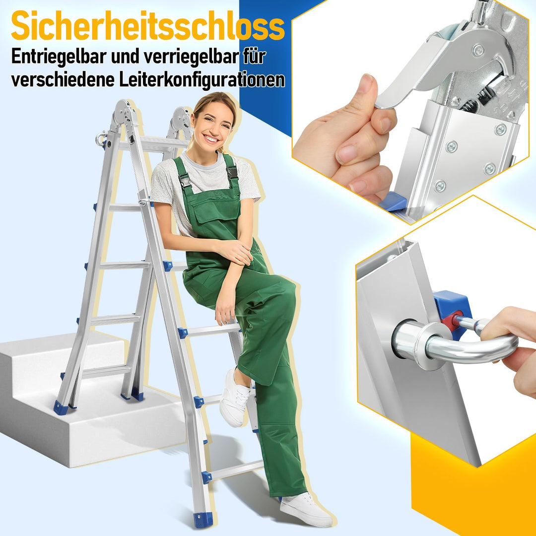 Teleskopstige Multifunksjonsstige 3 i 1 Aluminiumsstige | Skanto