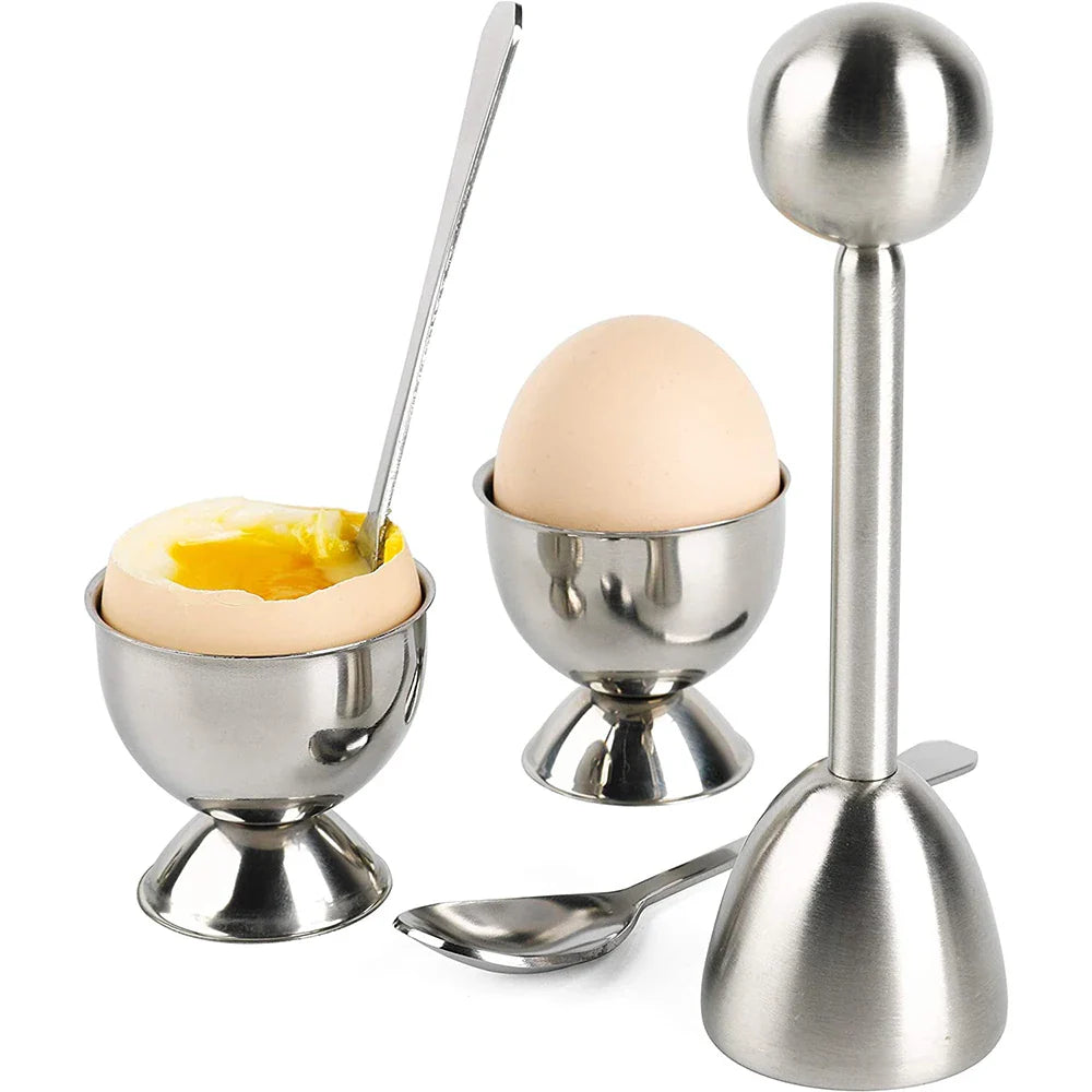 Egg Cracker Topper Sett Rustfritt Stål Myk Hard Kokt Egg Åpner Sett | Skanto