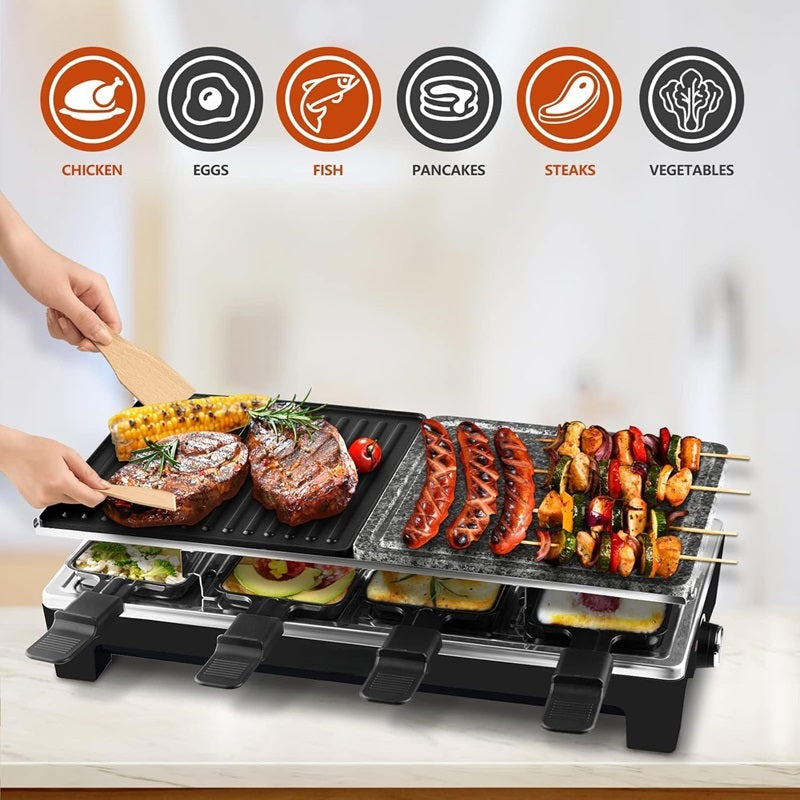 Skanto | Elektrisk Grill 2-i-1 med Raclette-fat og Non-Stick