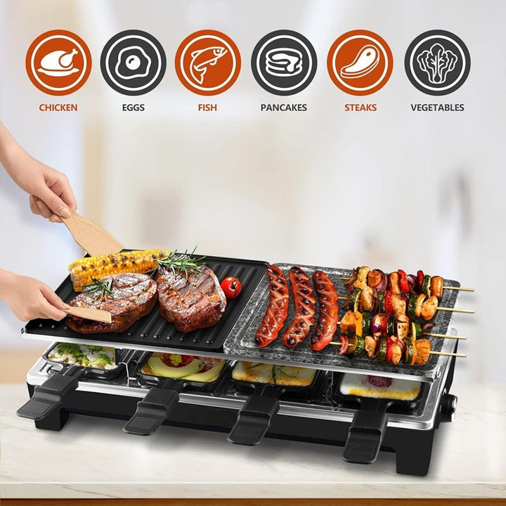 Skanto | Elektrisk Grill 2-i-1 med Raclette-fat og Non-Stick