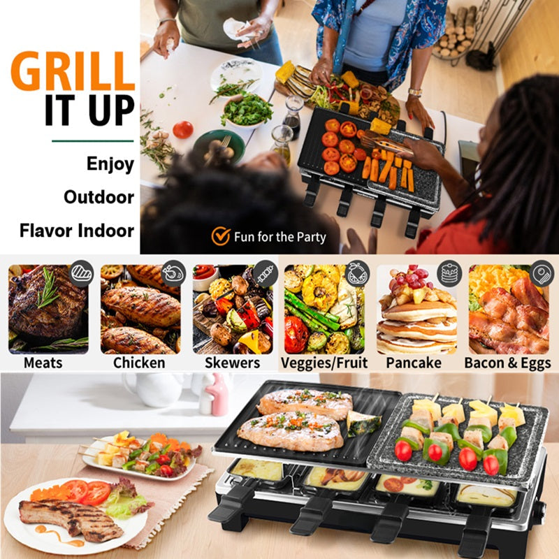 Skanto | Elektrisk Grill 2-i-1 med Raclette-fat og Non-Stick