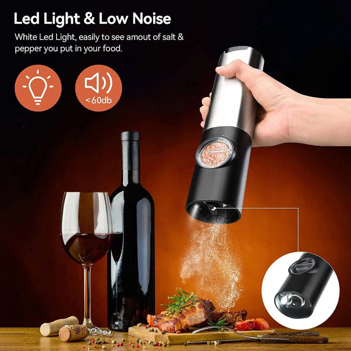 Elektrisk salt pepperkvernsett USB-oppladbar automatisk krydderkvern | Skanto