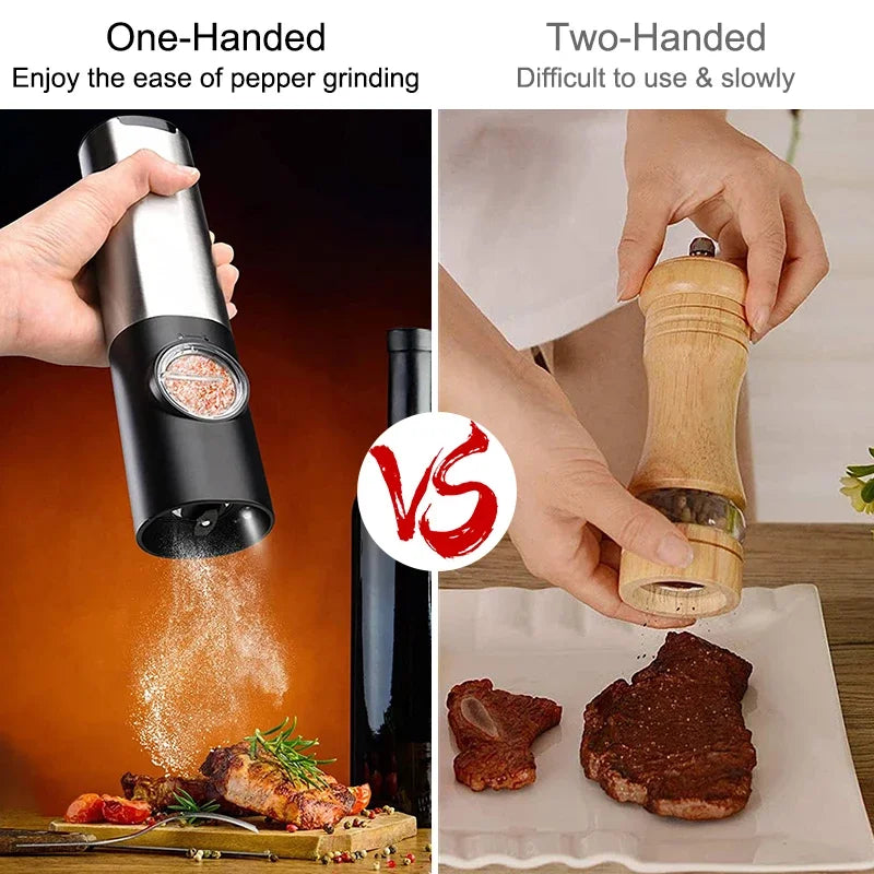 Elektrisk salt pepperkvernsett USB-oppladbar automatisk krydderkvern | Skanto