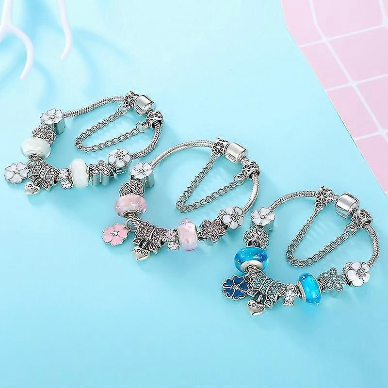 Skanto | Elegant Floral Charm Bracelet in 925 Sterling Silver for Women - Naturinspirert Design