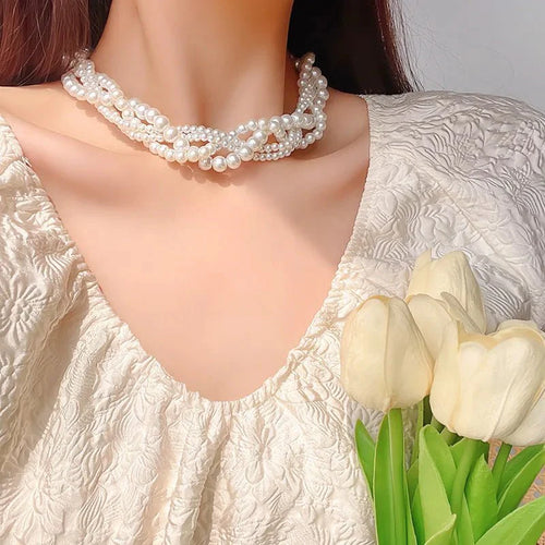 Skanto | Elegant Pearl Embrace Lagd Choker Halskjede