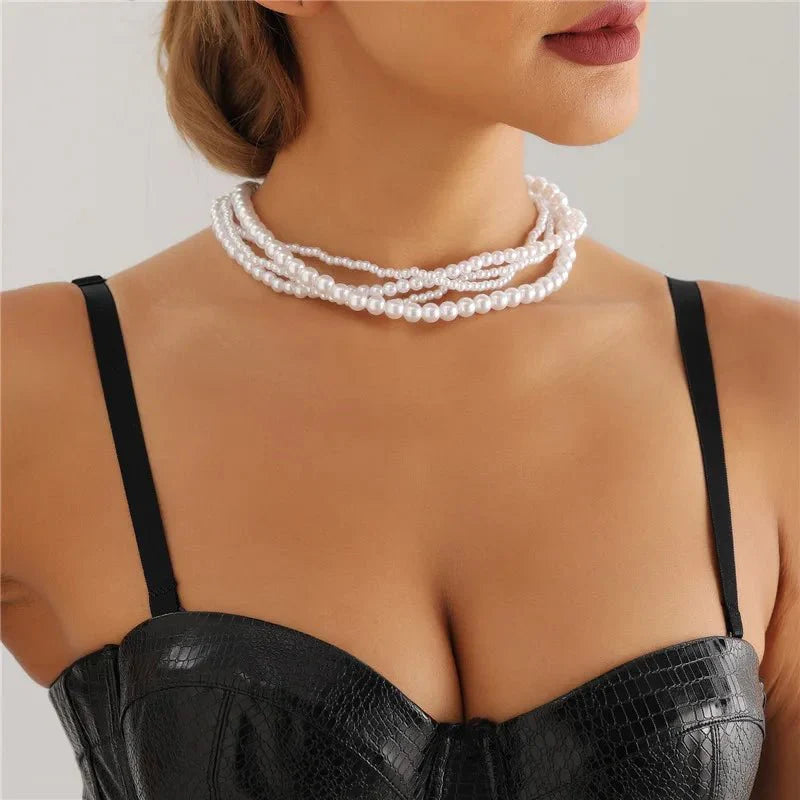 Skanto | Elegant Pearl Embrace Lagd Choker Halskjede