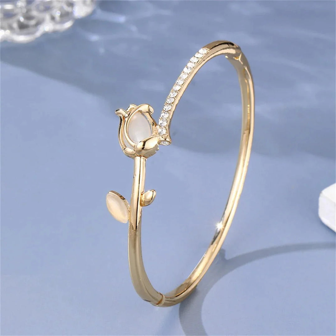 Skanto | Elegant Tulip Opal Diamond Accented Bracelet