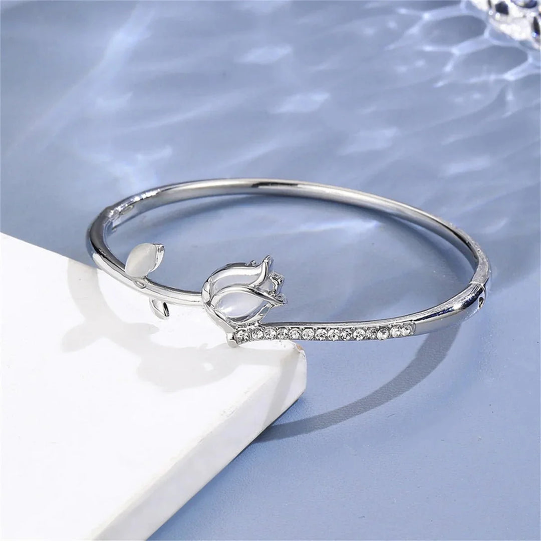 Skanto | Elegant Tulip Opal Diamond Accented Bracelet
