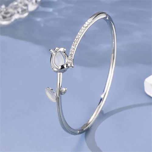 Skanto | Elegant Tulip Opal Diamond Accented Bracelet