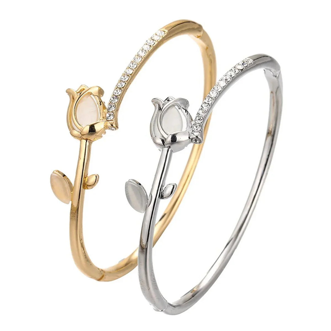 Skanto | Elegant Tulip Opal Diamond Accented Bracelet
