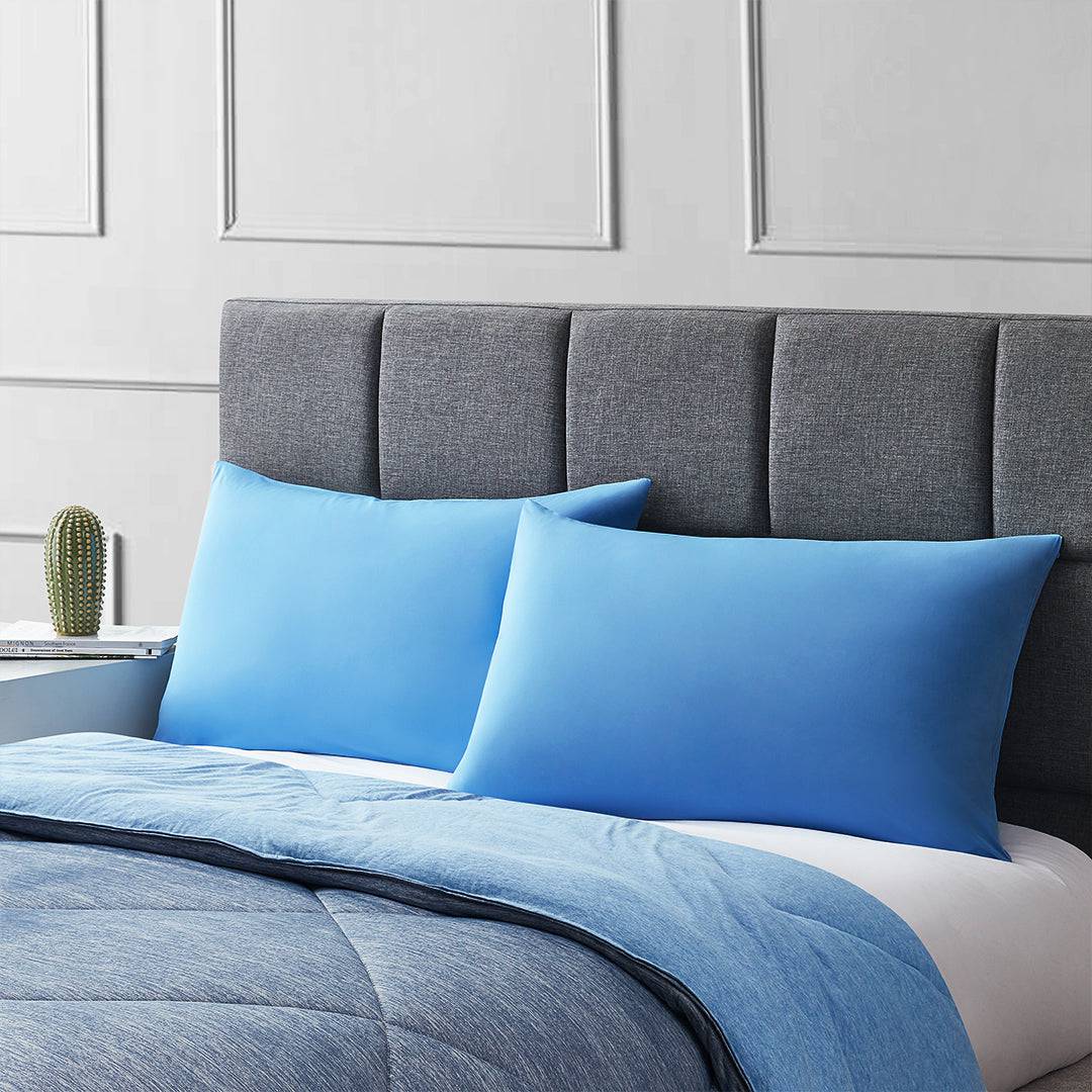 2-Pack Premium Silky Super Cooling Blue Pillowcases – Extreme Q-Max 0.5 | Skanto