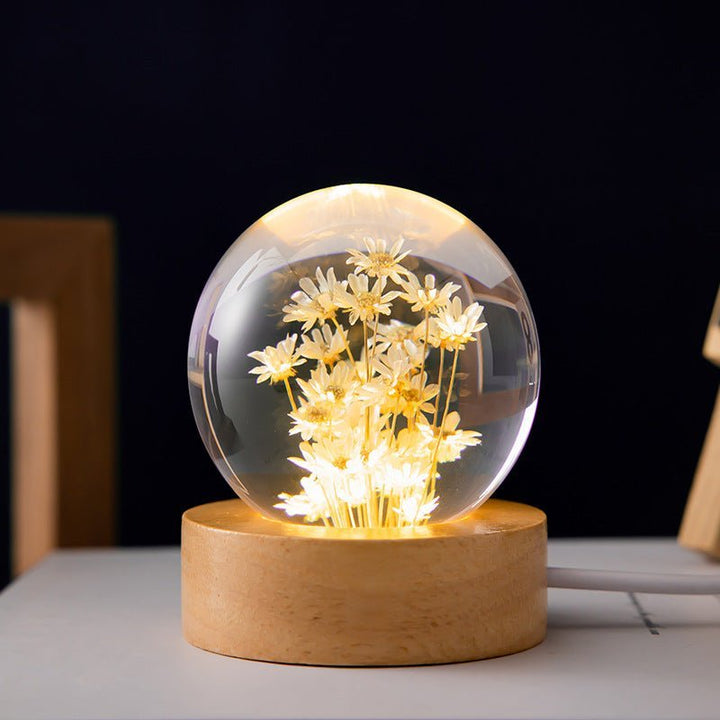 Krystallkjønn lampe med evige blomster – Lumora | Skanto