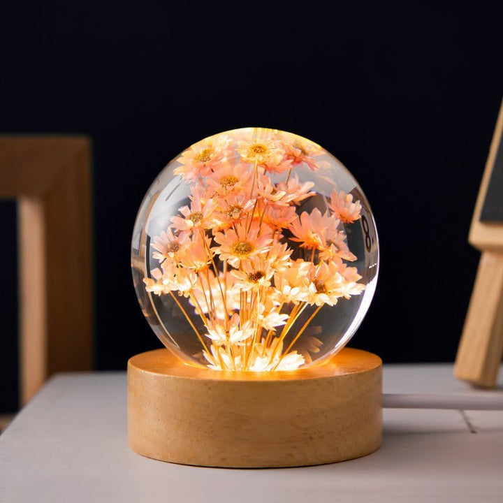 Krystallkjønn lampe med evige blomster – Lumora | Skanto
