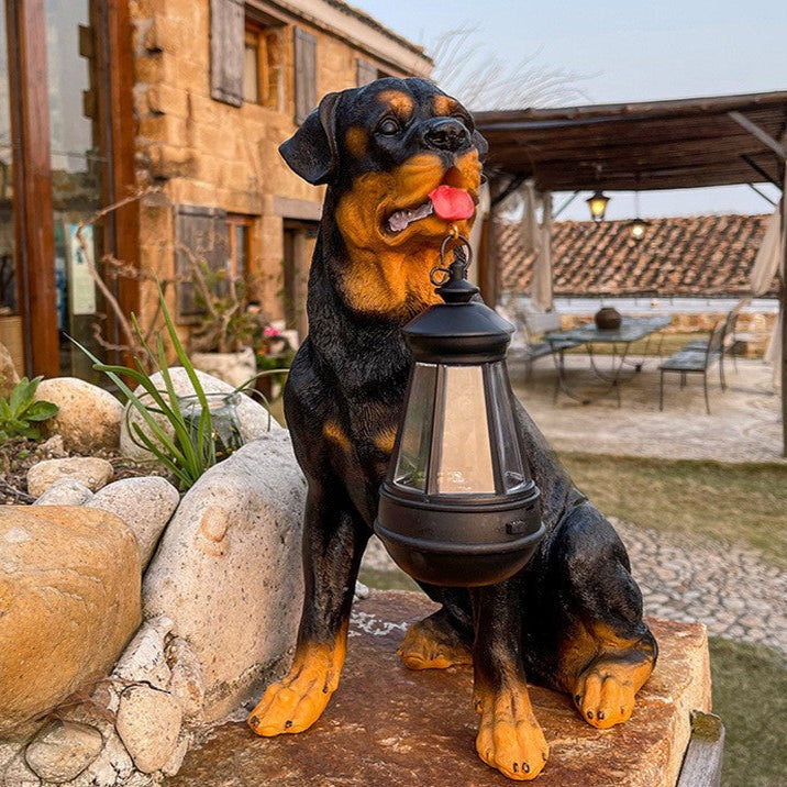 Solarbetriebene Garten-Hundestatue mit Beluchtung
