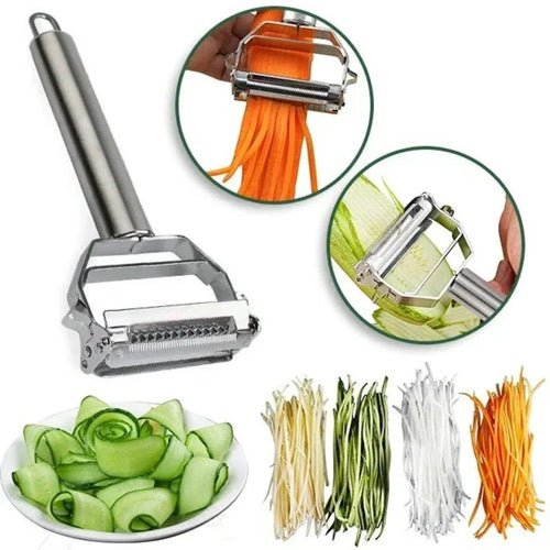 DuoSchaaf | Dobbel grønnsaksskreller laget av rustfritt stål med julienne-funksjon | Skanto