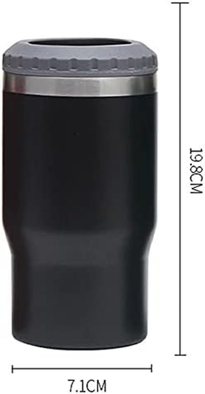 Skanto | 4 i 1 rustfritt stål boks/flaske isolator, 14Oz toveis lokk SUS isolert boks kjøler, ølboksholder (Svart)