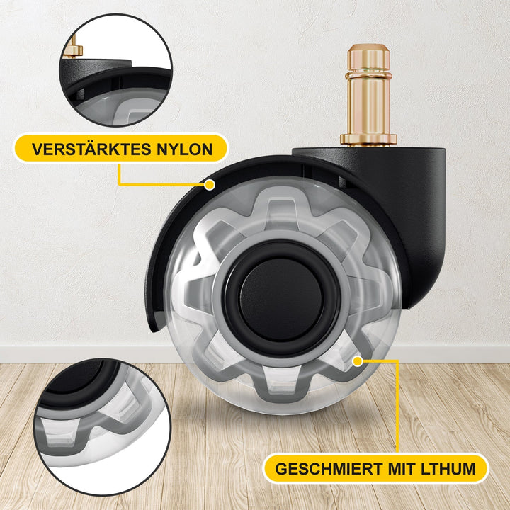 5 stk kontorstolhjul svinghjul 10mm x 22mm | Skanto