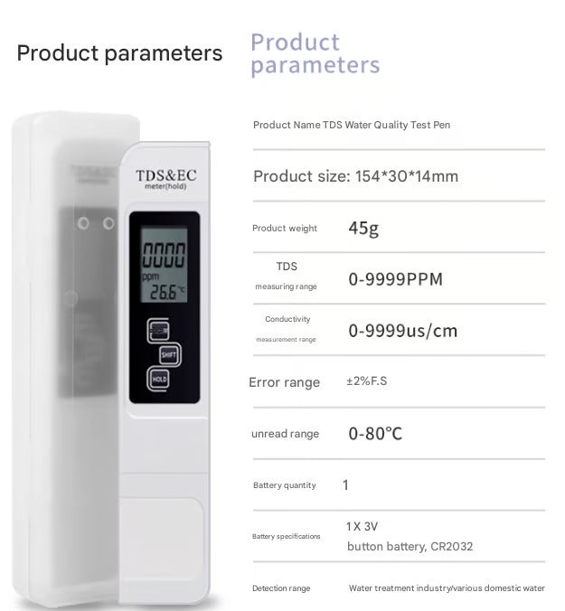 TDS Meter 3-i-1 Digital Vannkvalitet Tester | Skanto