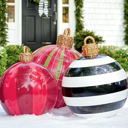 Skanto | Jule Oppblåsbar Dekorasjon Ball | Utendørs Hage Ornament | 60cm PVC