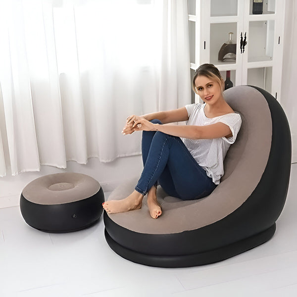 Skanto | RelaxSeat Oppblåsbar Lounge Stol med Fotstøtte – Innendørs & Utendørs Komfort