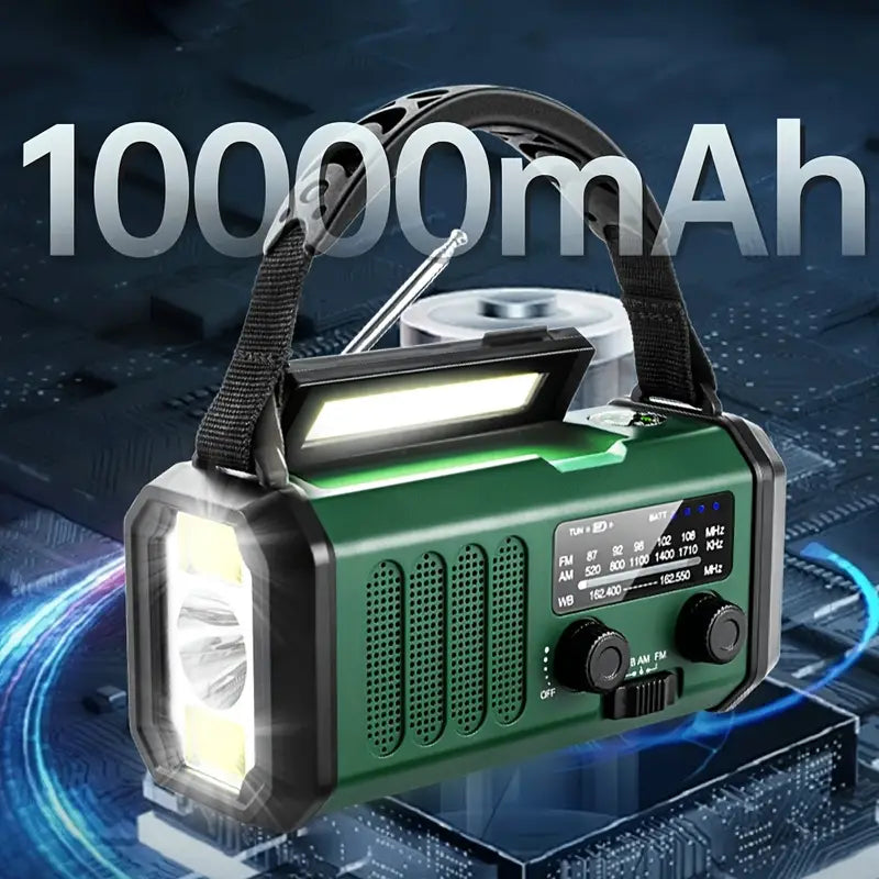 Skanto | Sol nød radio med power bank – sveiv radio med LED lys for camping & utendørs