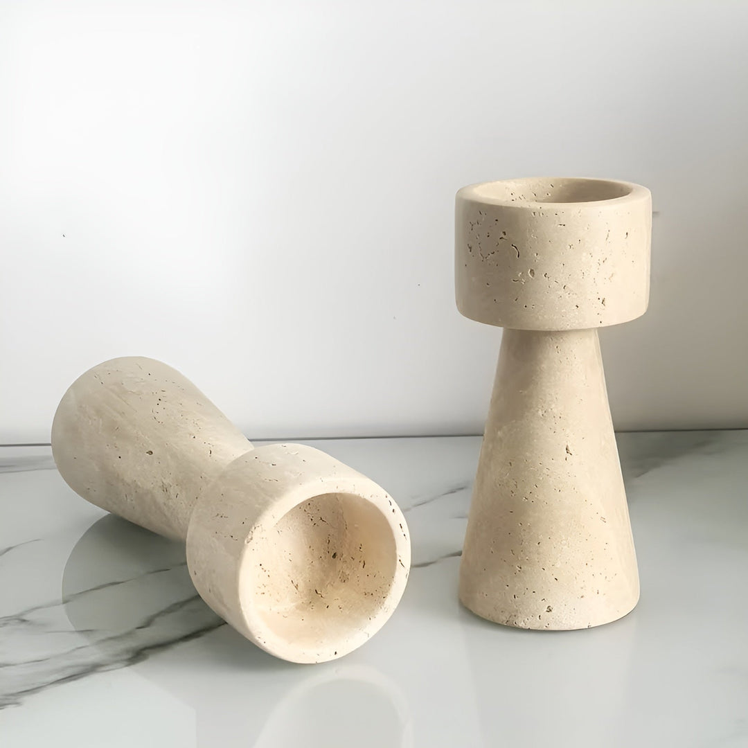 Marmor lysestake laget av naturstein – Elegant & Dekorativ | Polert for bord, bryllup og stue | Skanto