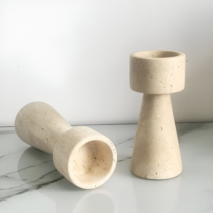 Marmor lysestake laget av naturstein – Elegant & Dekorativ | Polert for bord, bryllup og stue | Skanto
