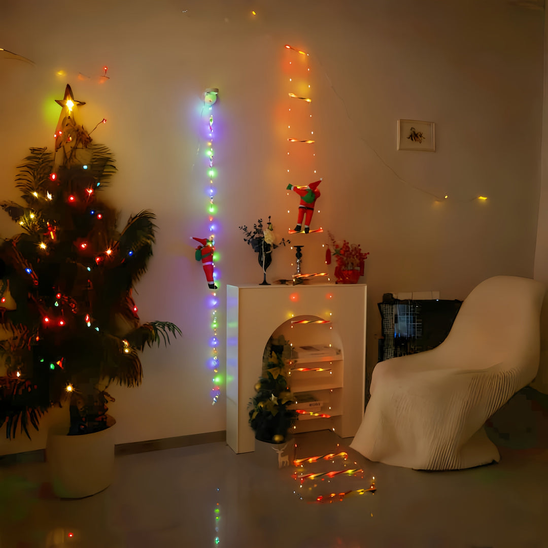Skanto | Klatrende Santa Julelys Stige – Flerfarget LED og USB-drevet Dekor
