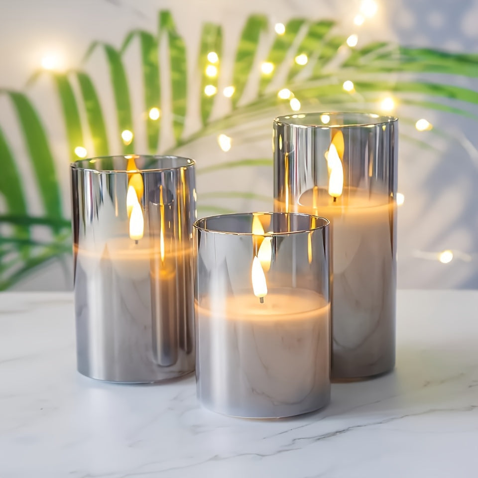 FlameFree LED Stearinlys Sett – Stilfull Ambient Belysning for Innendørs og Utendørs Skanto